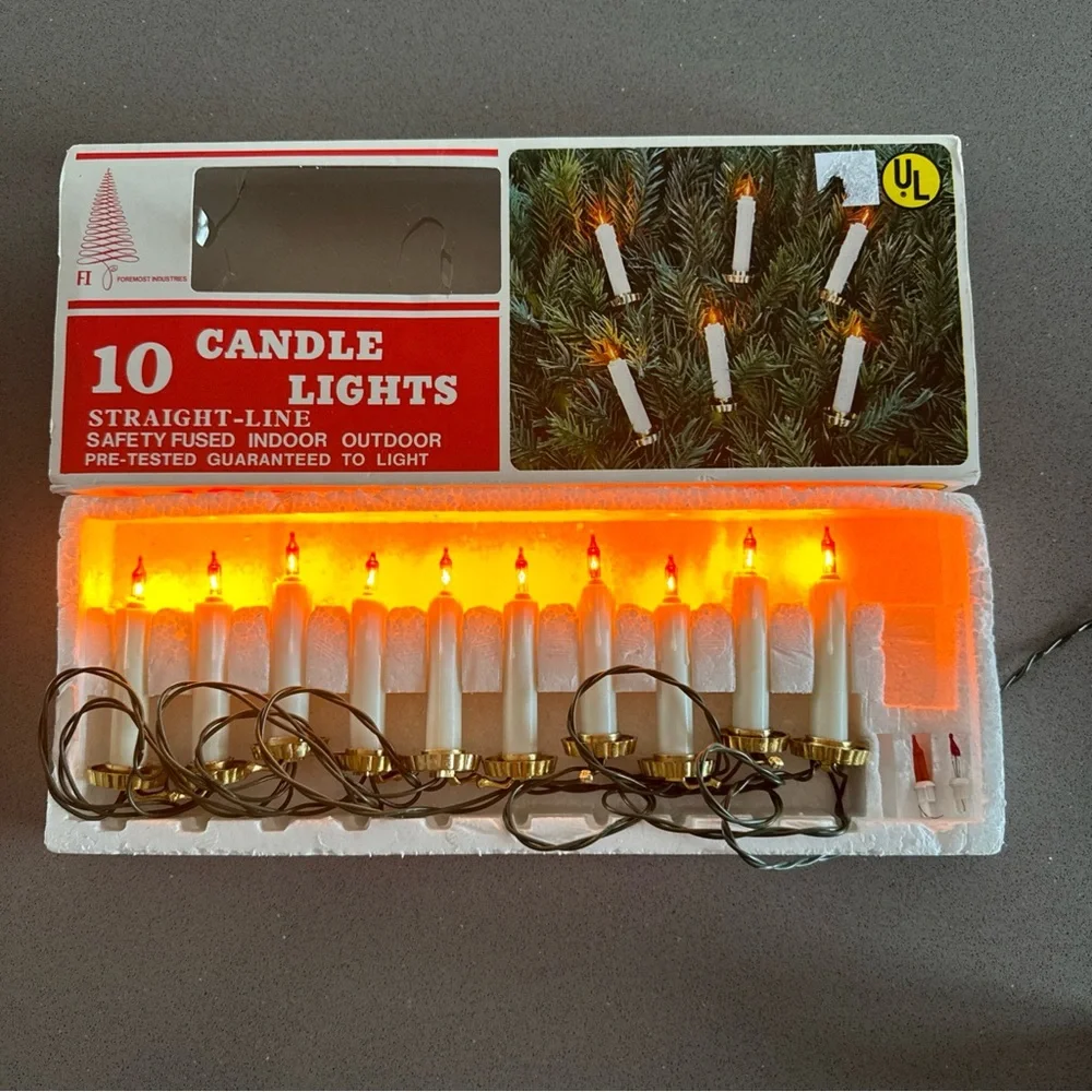Vintage 10 Clip On Flame Candle Tree Lights Working! Christmas